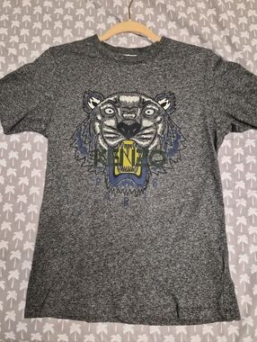 Kenzo Grey Tee with Tiger Motif Print